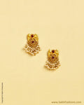 AGMSO-10904 - Yellow & Pearl Pure Gold Small Stud