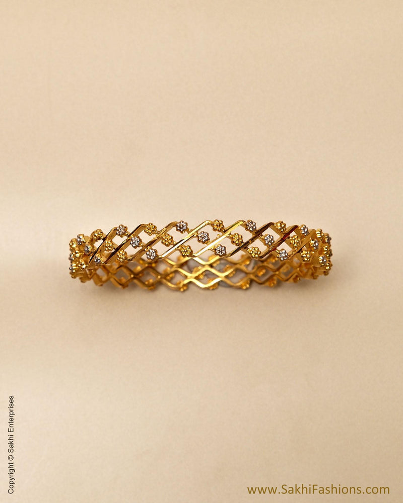 AGMSO-11121 - Yellow Gold & Silver Pure Gold Bangle