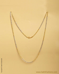 AGMSO-11126 - Yellow Gold & Silver Pure Gold Chain