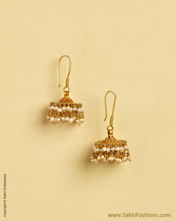 AGMSO-9734 - Yellow Gold &  Pure Gold Hanging Jumka