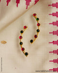 AGN-26621 Ruby Red & Emerald Green & Gold Silver Ear Cuff - Bugudi