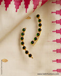 AGN-26622 - Emerald Green & Gold Silver Ear Cuff - Bugudi