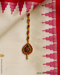 Ruby Red & Emerald Green & Gold Silver Maang Tika