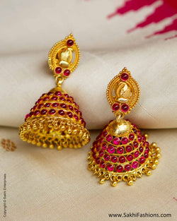 AGN-26630 Ruby Red  & Gold Silver Jumka