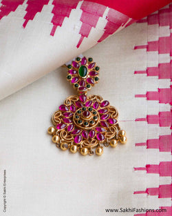 AGN-26632 Ruby Red & Emerald Green & Multi Silver Pendant