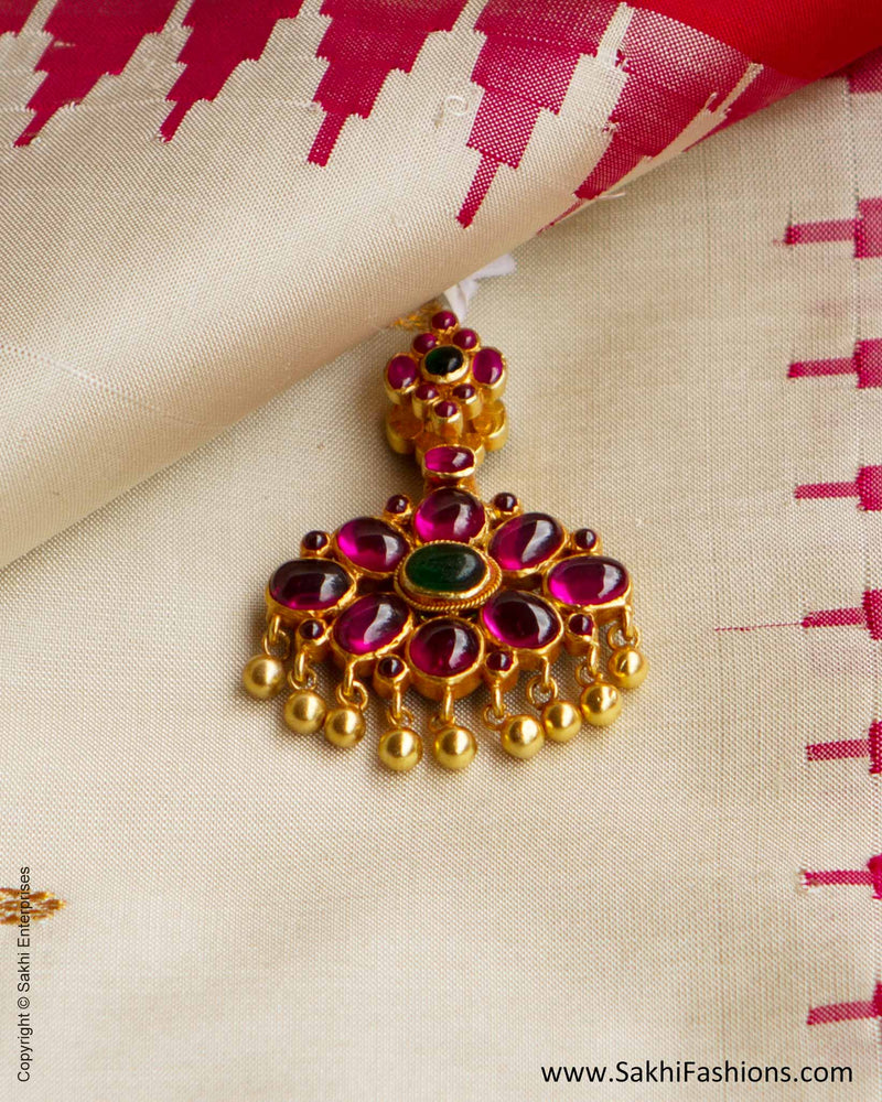 Ruby Red & Emerald Green & Reversible Silver Pendant