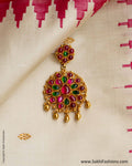 Ruby Red & Emerald Green & Gold Silver Pendant