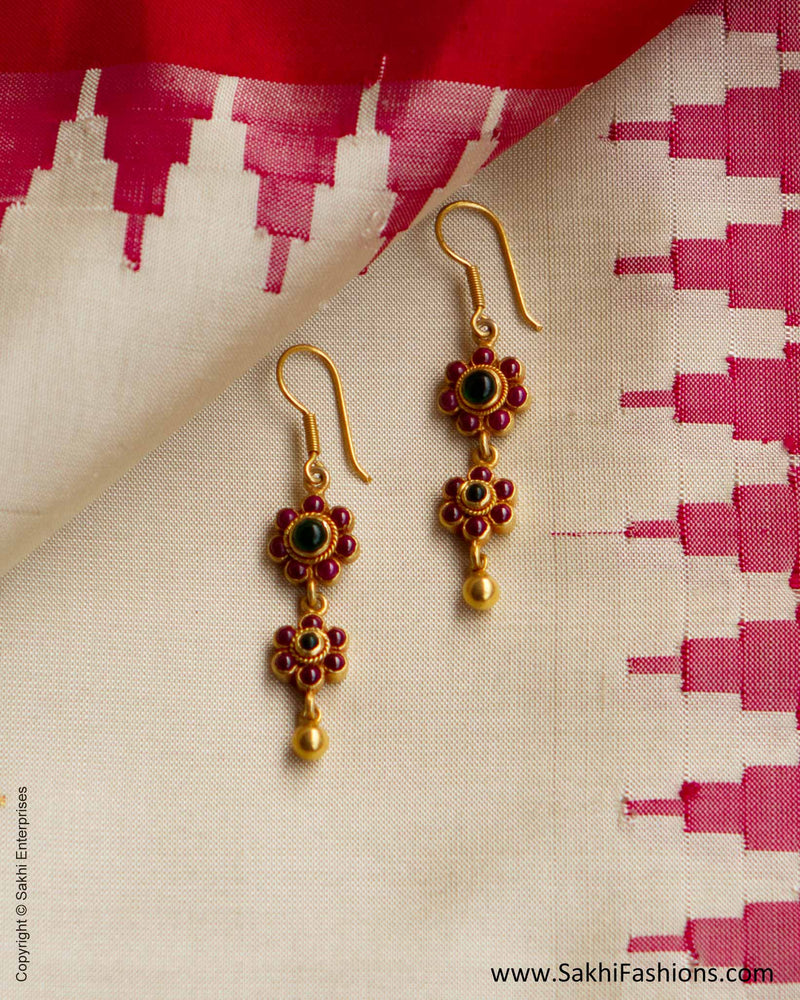 AGN-26651 Ruby Red & Emerald Green & Gold Silver Floral Hanging