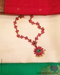 AGO-1432 Red & Green Pure Silver Mala