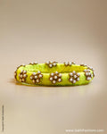 Yellow & White Faux Silk & Pearl Bangle