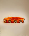 Orange & White Faux Silk & Pearl Bangle