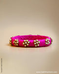 Pink & White Faux Silk & Pearl Bangle
