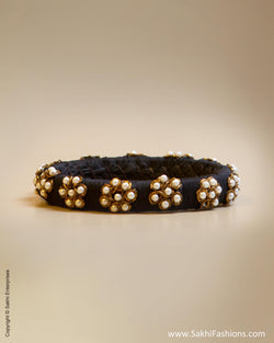 Black & White Faux Silk & Pearl Bangle