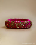 Pink & White Faux Silk & Pearl Bangle