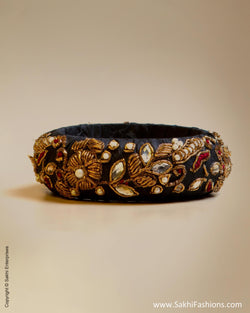 Black & White Faux Silk & Pearl Bangle