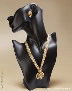 AJ-0134 Cream & Gold Faux Pearl Mala