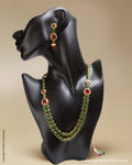 AJ-0137 Green  & Red Mix Metal Mala