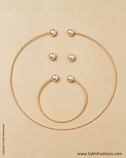 AJ-0140 Gold Mix Metal Trendy Necklace Set