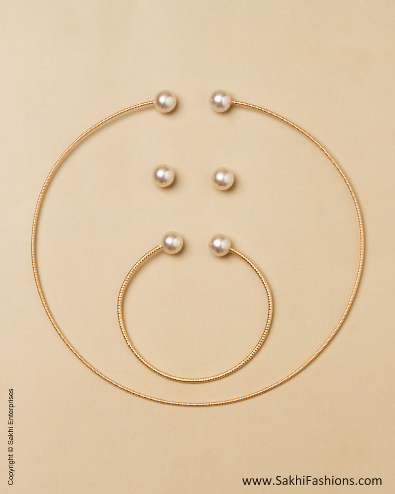 AJ-0140 Gold Mix Metal Trendy Necklace Set