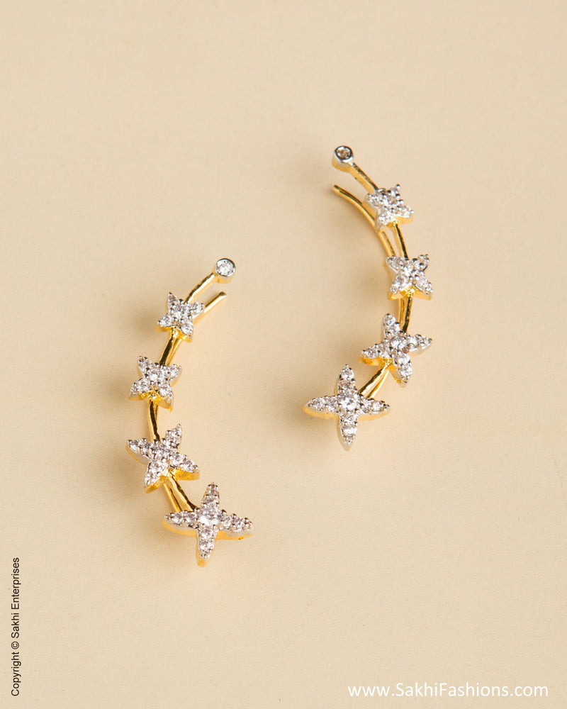 AJ-0143 Gold & White Mix Metal Ear Cuff