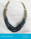 AJ-0179 - Black & Grey Crystal Mala