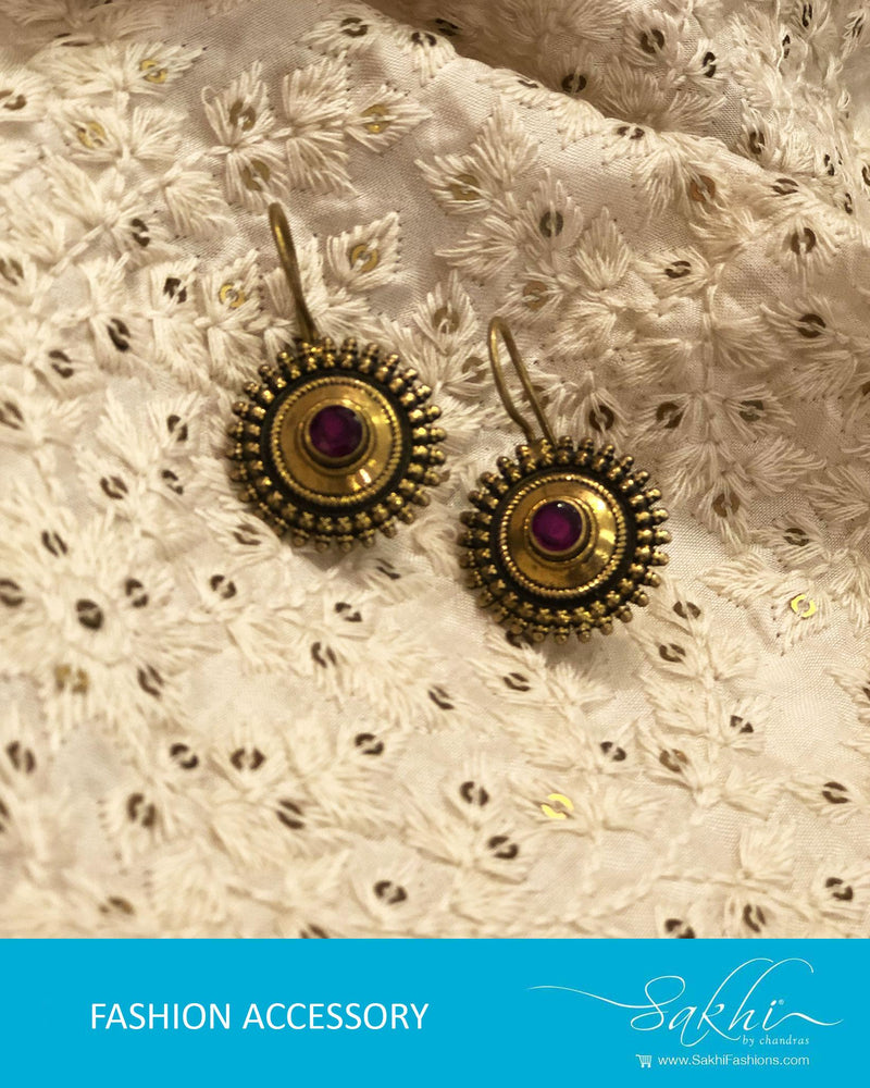 AJ-R8955 - Gold & Pink Mix Metal Earring