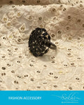 AJ-R8956 - Silver & Black Mix Metal Finger Ring
