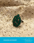 AJ-R8957 - Green & Silver Mix Metal Finger Ring