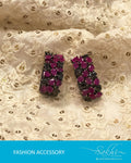 AJ-R8958 - Pink & Black Mix Metal Earring