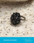 AJ-R8960 - Black & Silver Mix Metal Finger Ring