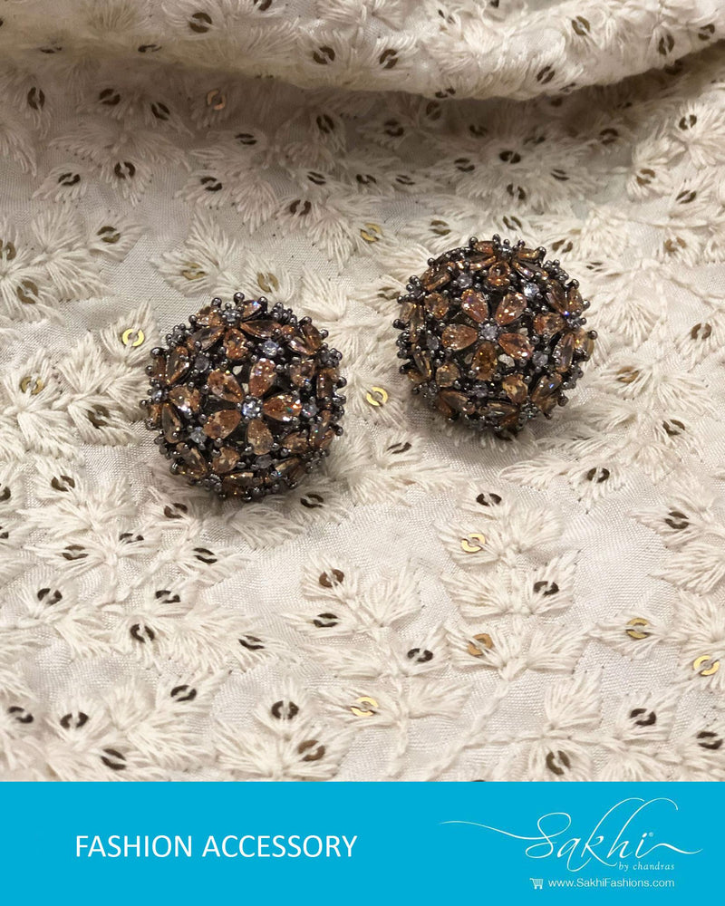 AJ-R8961 - Rust & Silver Mix Metal Earring