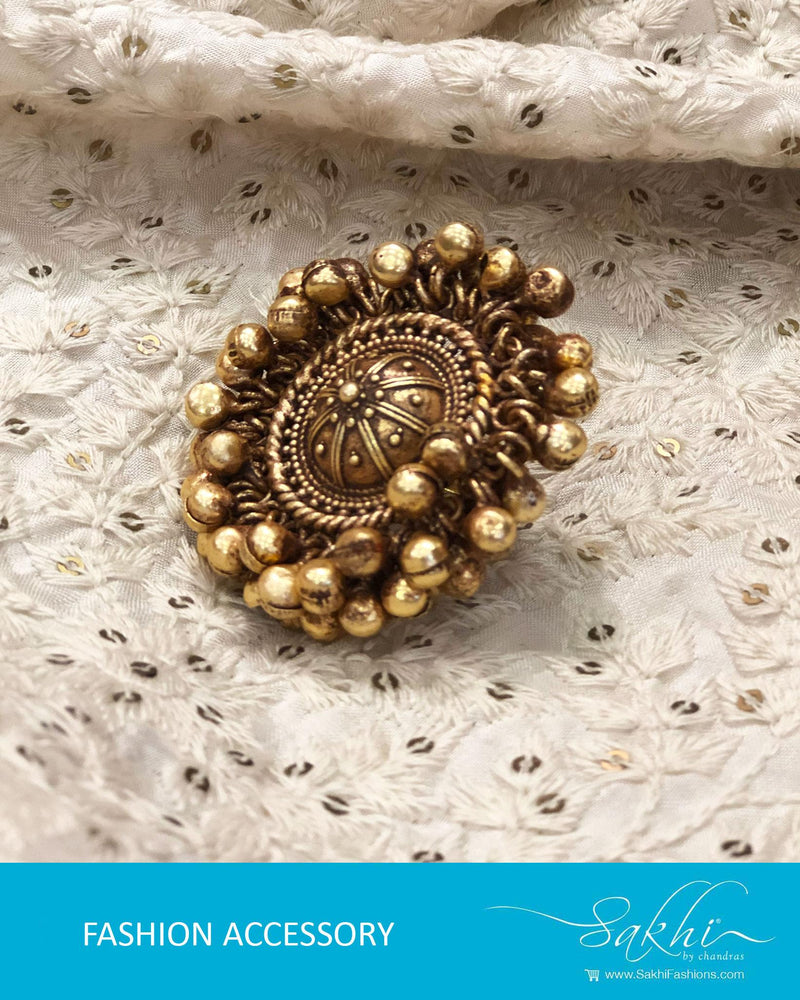 AJ-R8966 - Antique & Gold Mix Metal Finger Ring