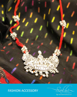 AJ-R8969 - Red & Silver Mix Metal Necklace
