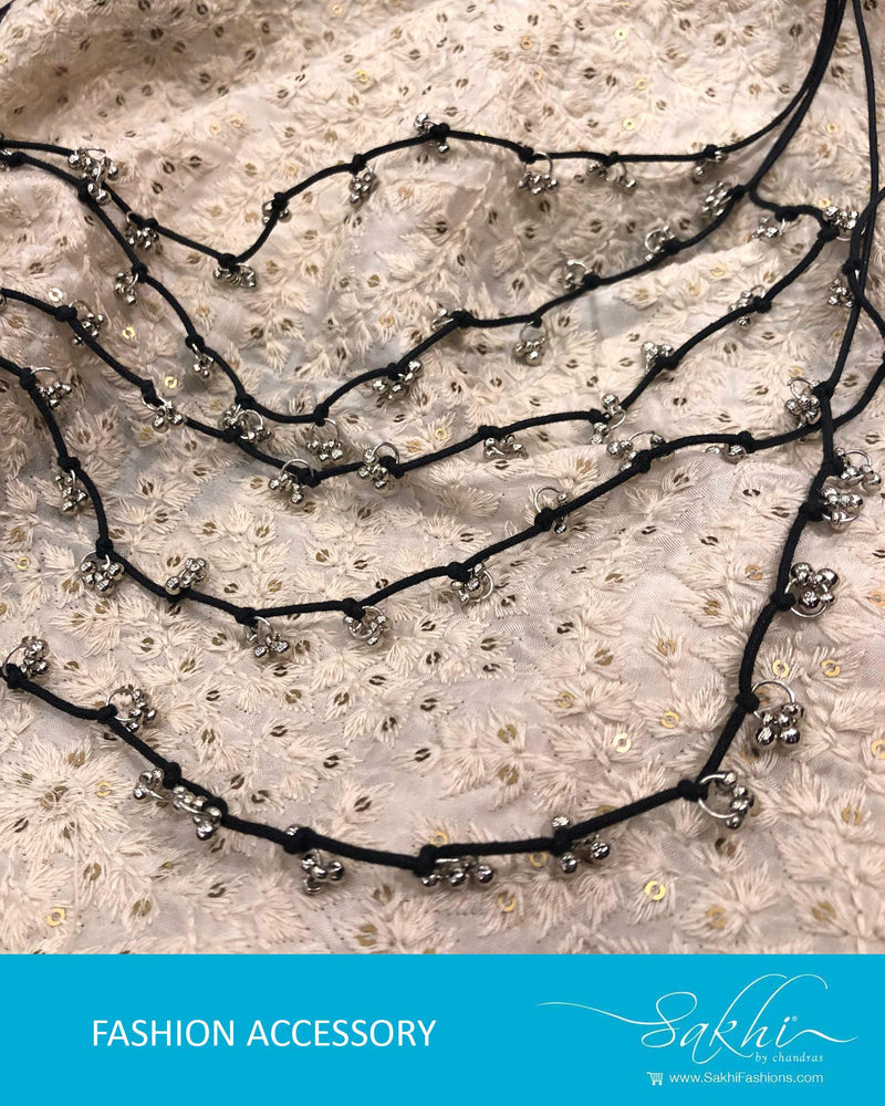 AJ-R8985 - Silver & Black Mix Metal Thread Mala