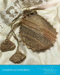 AJ-S13790 - Beige  & Gold Potly Bag