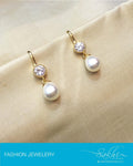 AJDP-0003 - Gold & White Mix Metal Earrings