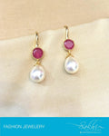 AJDP-0004 - Gold & Pink Mix Metal Earrings