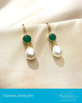 AJDP-0005 - Gold & Green Mix Metal Earrings