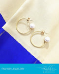 AJDP-0006 - Gold & Pearl Mix Metal Earrings