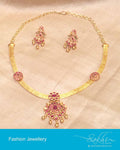 AJDP-0009 - Gold & Ruby Mix Metal Necklace