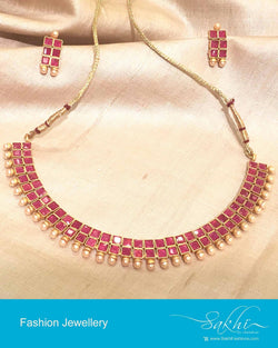 AJDP-0016 - Red & Gold Mix Metal Earring