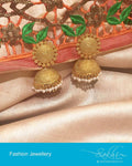 AJDP-0018 - Gold & Cream Mix Metal Earring