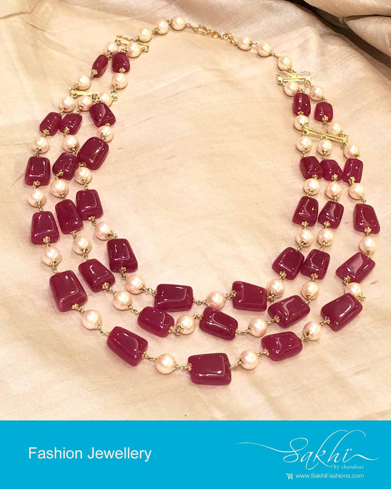 AJDP-0023 - Ruby & Cream Mix Metal Chain