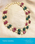 AJDP-0051 Red & Green bead pearl Mala