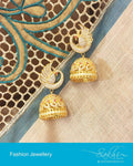 AJDP-0060 - Gold & Red Mix Metal Earrings