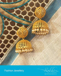 AJDP-0061 - Gold & White Mix Metal Earrings