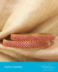 AJDP-0064 - Gold & Red Mix Metal Bangle