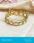 AJDP-0065 - Gold & Green Mix Metal Bangle