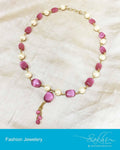 AJDP-0090 - Gold & Pink Mix Metal Chain