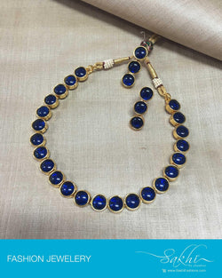 AJDP-6847 - Blue & Gold Silver Mala